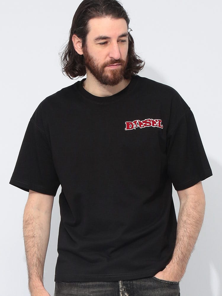 DIESEL (ディーゼル) 胸ロゴ パフプリント クルーネック 半袖 Tシャツ DSA167070QIAM
