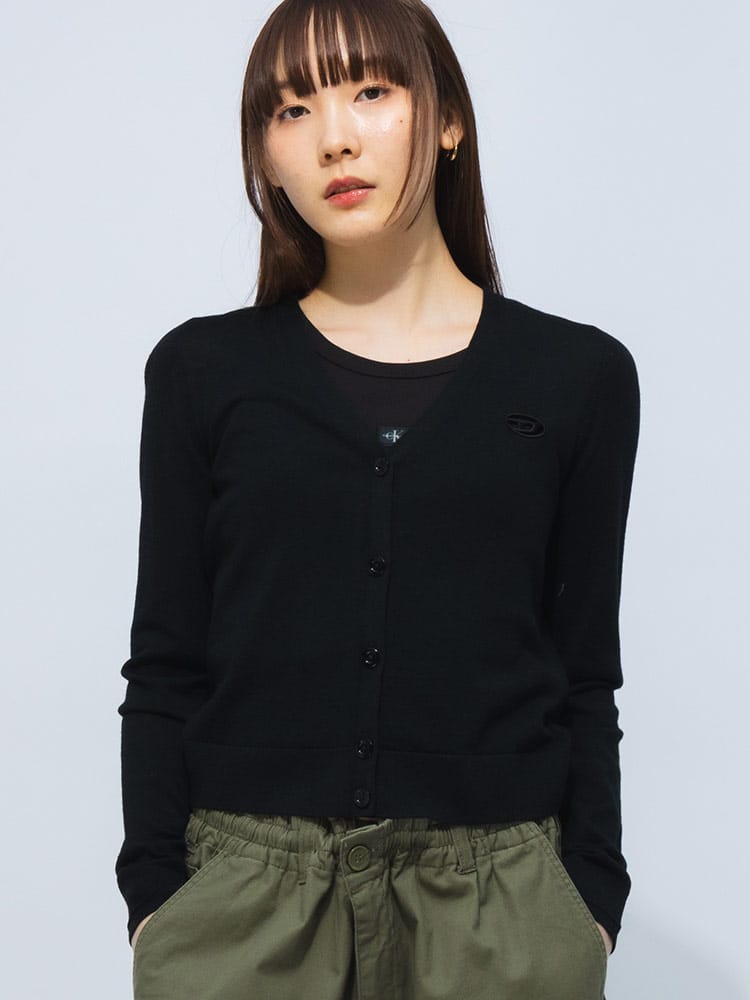 DIESEL (ディーゼル) ウール 胸ロゴ カーディガン DSLA174990DCCH 