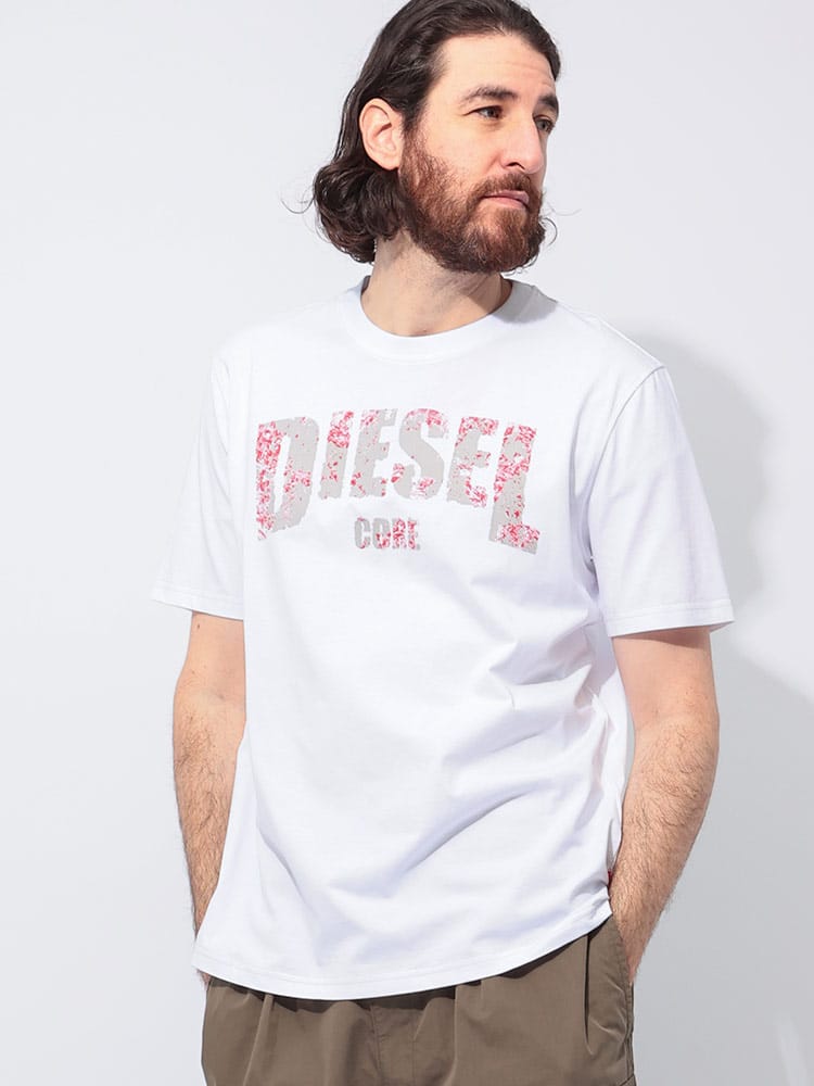 DIESEL (ディーゼル) CORE ロゴプリント クルーネック 半袖 Tシャツ DSA172680PLAT メンズ