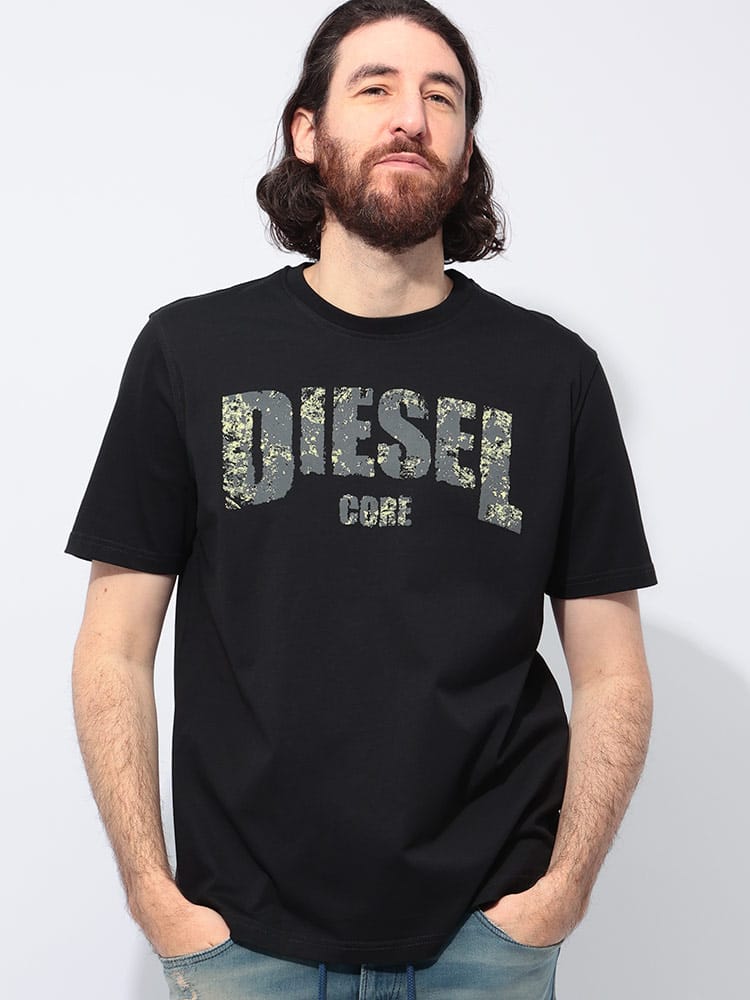 DIESEL (ディーゼル) CORE ロゴプリント クルーネック 半袖 Tシャツ DSA172680PLAT メンズ