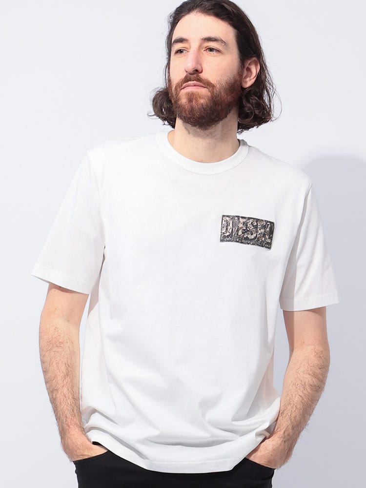 DIESEL (ディーゼル) ロゴプリントパッチ クルーネック 半袖 Tシャツ DSA172570AGRI メンズ