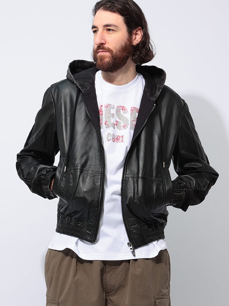 DIESEL (ディーゼル) デニム レザーコンビネーション ジップ ブルゾン l-ochs DSA160720QLAI メンズ