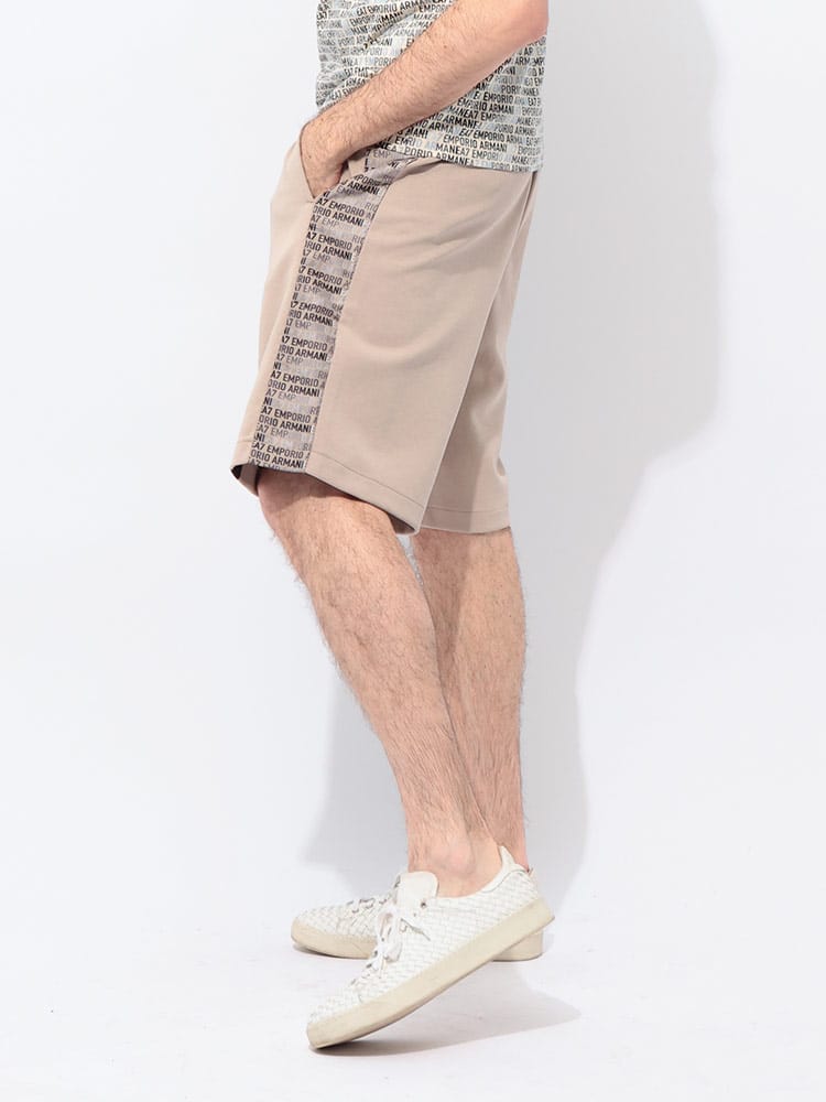 EMPORIO ARMANI (エンポリオアルマーニ) EA7 モノグラムプリント ウエストコード スウェット ショートパンツ EA77M217AF12660 メンズ