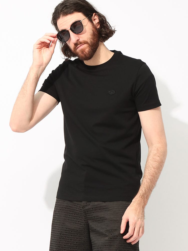 EMPORIO ARMANI (エンポリオアルマーニ) ワンポイントロゴ エンブレム クルーネック 半袖 Tシャツ EA8N1TQ61JRGZ メンズ