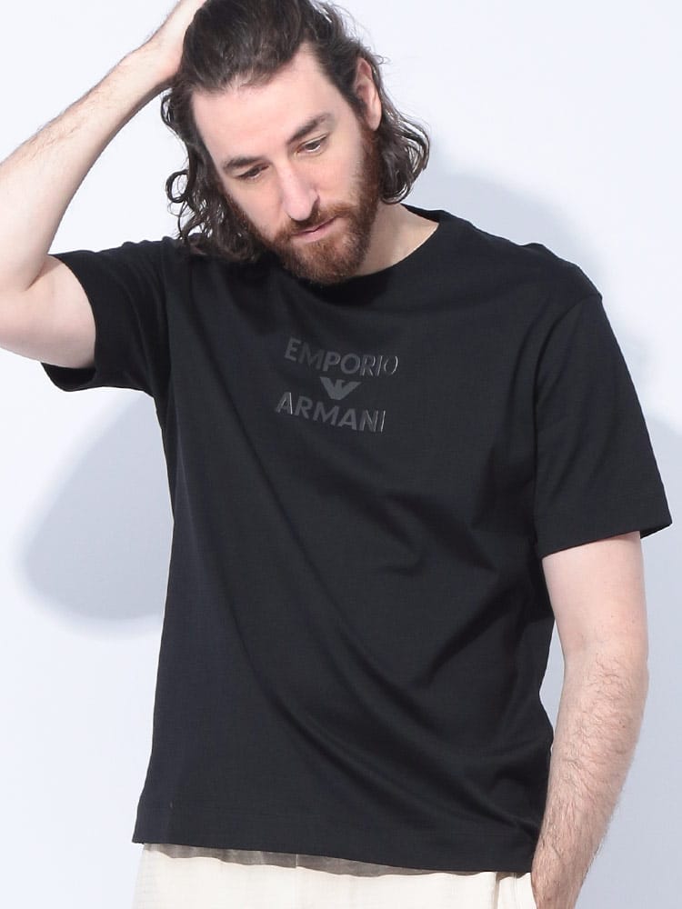 EMPORIO ARMANI (エンポリオアルマーニ) ラバーロゴ クルーネック 半袖 Tシャツ EA000780AF12926 メンズ