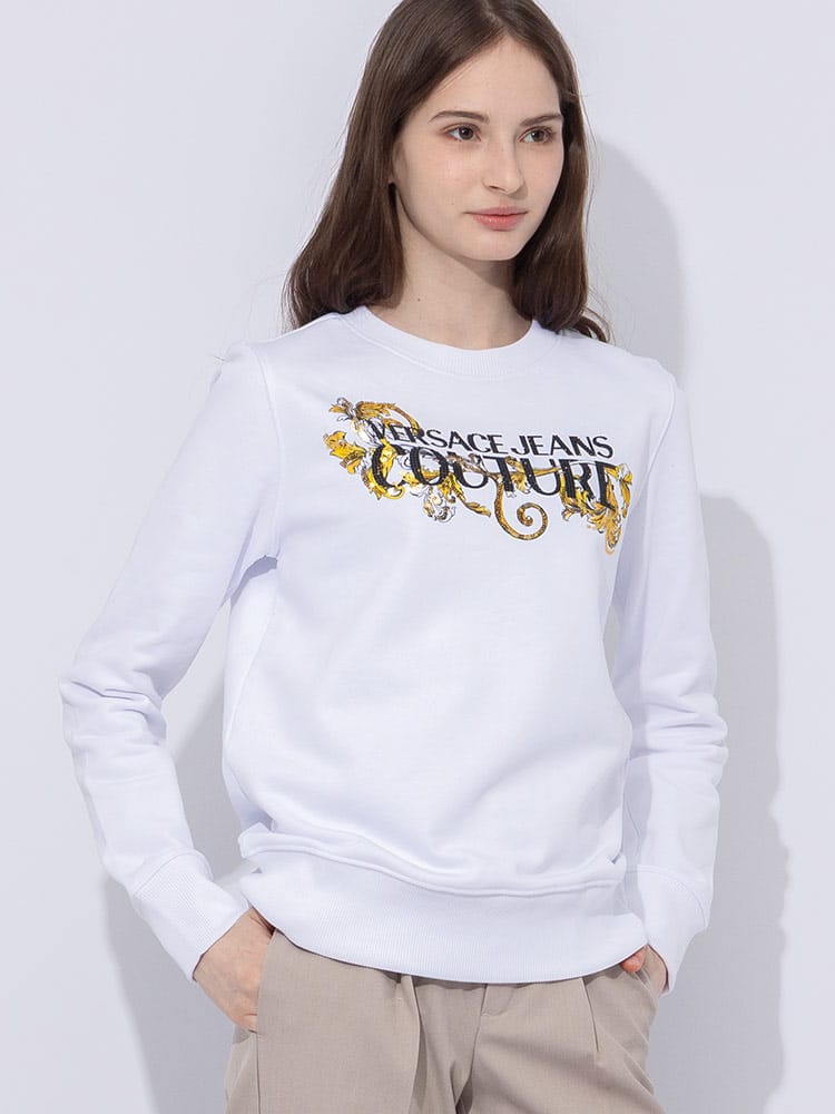 VERSACE JEANS COUTURE (ヴェルサーチェ ジーンズ クチュール) クリスタルロゴ クルーネック トレーナー VCL78HAIC06 レディース