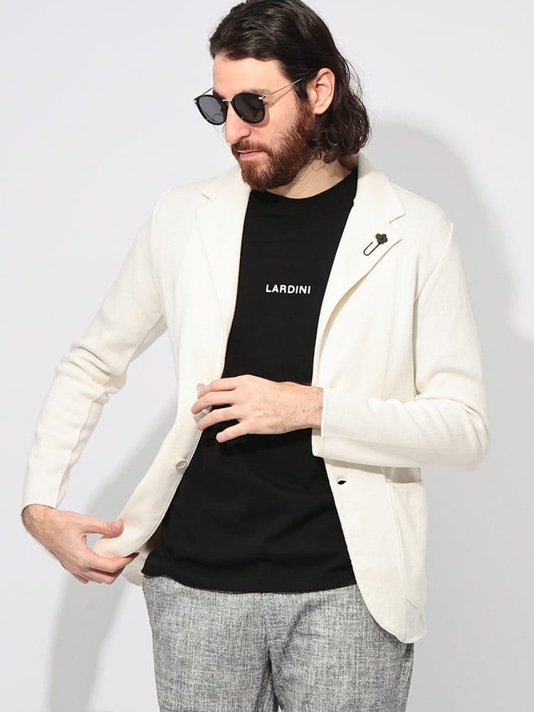LARDINI (ラルディーニ) コットンジャージー シングル ニット ジャケット LDLJM56ES64000 メンズ