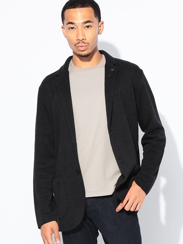 LARDINI (ラルディーニ) コットンリネン シングル ニット ジャケット 