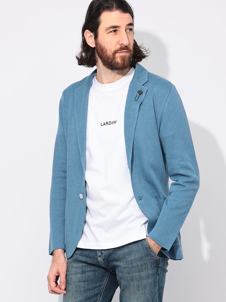 LARDINI (ラルディーニ) コットンリネン シングル ニット ジャケット 