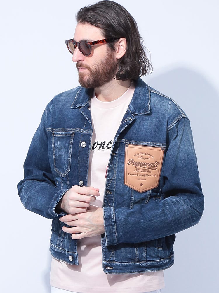 DSQUARED2 (ディースクエアード) ダメージ フルボタン デニムジャケット LABEL D2AM1561S30664 メンズ