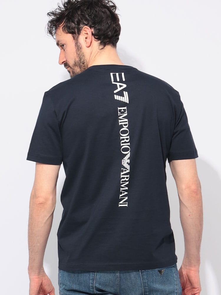EMPORIO ARMANI (エンポリオアルマーニ) バックロゴ クルーネック 半袖 Tシャツ EA77M567AF10375