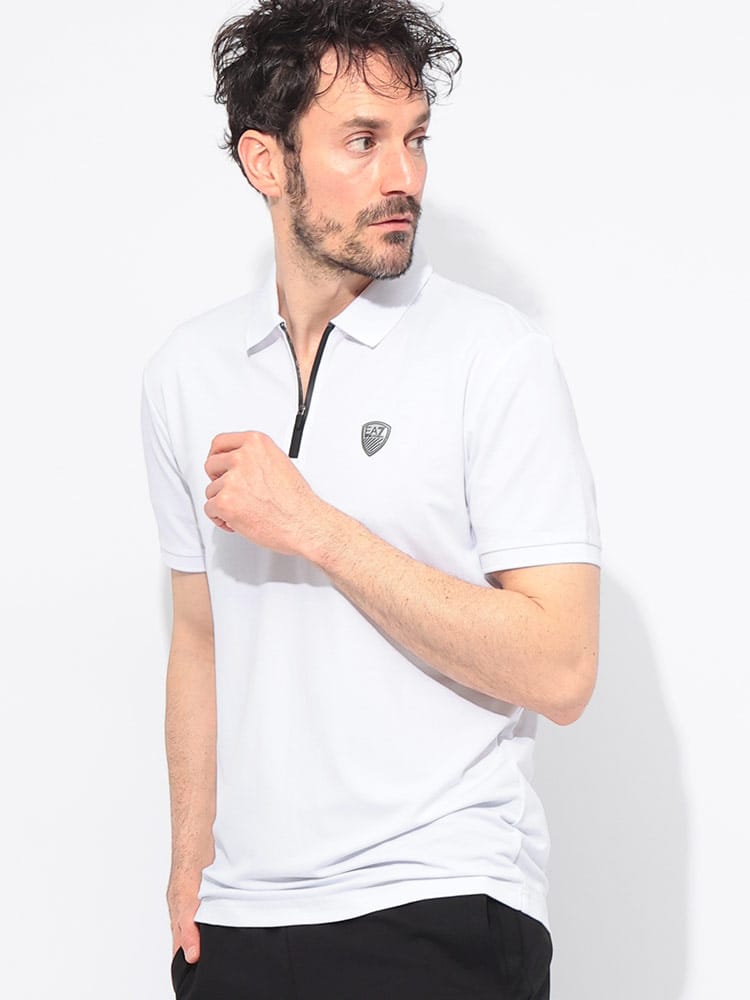 EMPORIO ARMANI (エンポリオアルマーニ) 胸ロゴ ハーフジップ 半袖 ポロシャツ EA78NPF13PJRGZ メンズ
