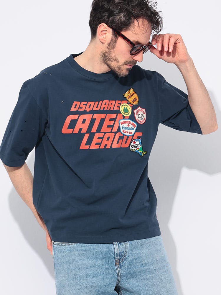 DSQUARED2 (ディースクエアード) ダメージ クルーネック 半袖 Tシャツ 