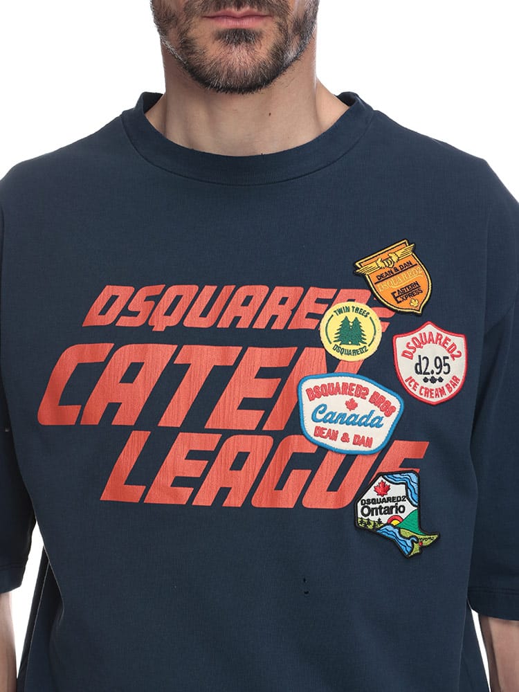 DSQUARED2 (ディースクエアード) ダメージ クルーネック 半袖 Tシャツ 