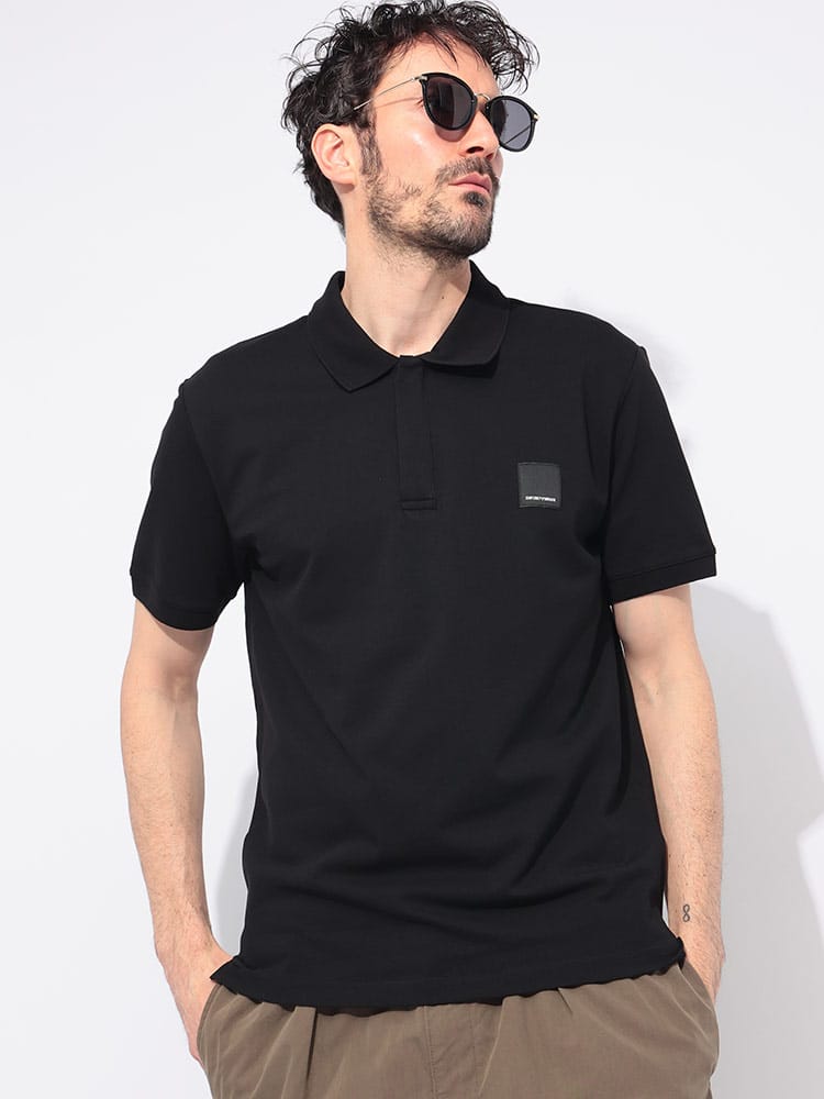 EMPORIO ARMANI (エンポリオアルマーニ) 胸ロゴ ハーフジップ 半袖 ポロシャツ EAU1379AF14103 メンズ