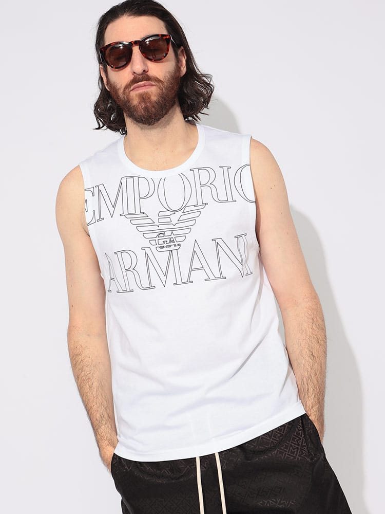 EMPORIO ARMANI (エンポリオアルマーニ) BIGロゴ ノースリーブ Tシャツ 
