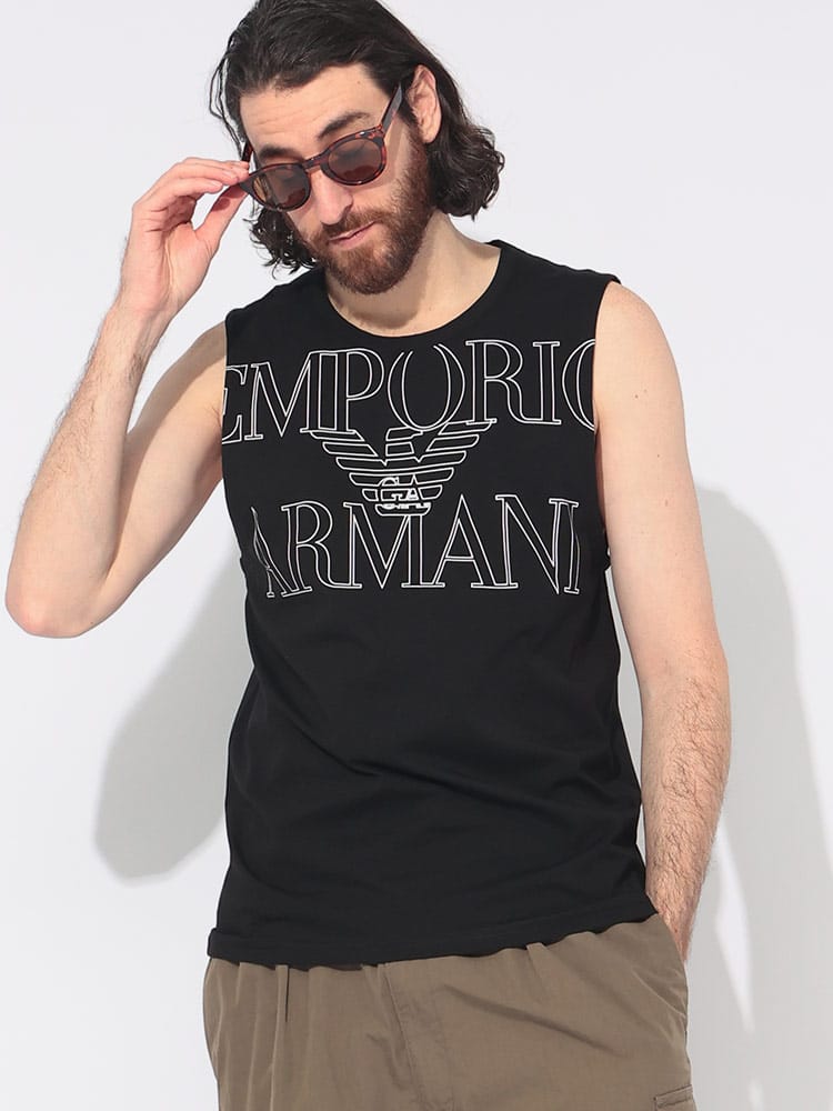 新品未使用】EMPORIO ARMANI ノースリーブ プルオーバー ブラック 
