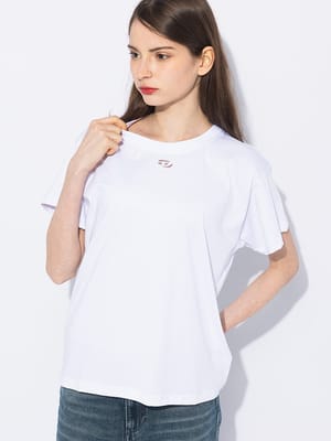 【2BUY10%OFF】DIESEL (ディーゼル) スモールオーバルD クルーネック 半袖 Tシャツ DSLA177360NIAX レディース