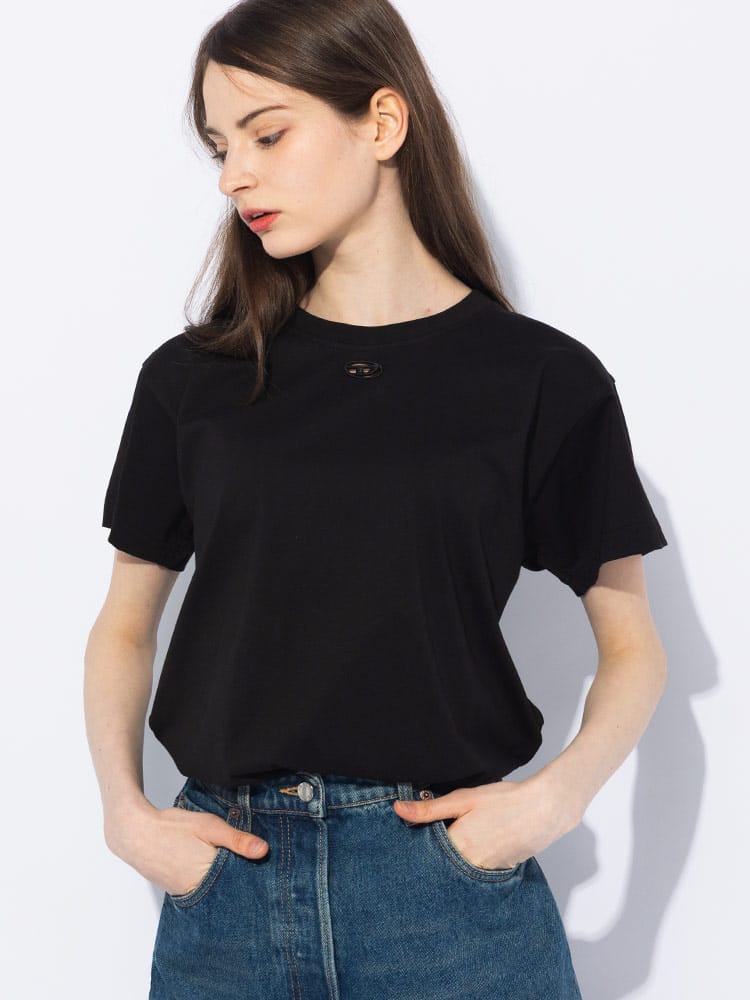 DIESEL (ディーゼル) スモールオーバルD クルーネック 半袖 Tシャツ DSLA177360NIAX レディース