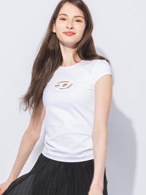 DIESEL (ディーゼル) チェストオーバルD クルーネック 半袖 Tシャツ DSLA062680AFA レディース