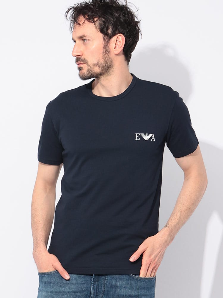 EMPORIO ARMANI (エンポリオアルマーニ) 胸ロゴ クルーネック 半袖 Tシャツ EAU1849AF10778 メンズ