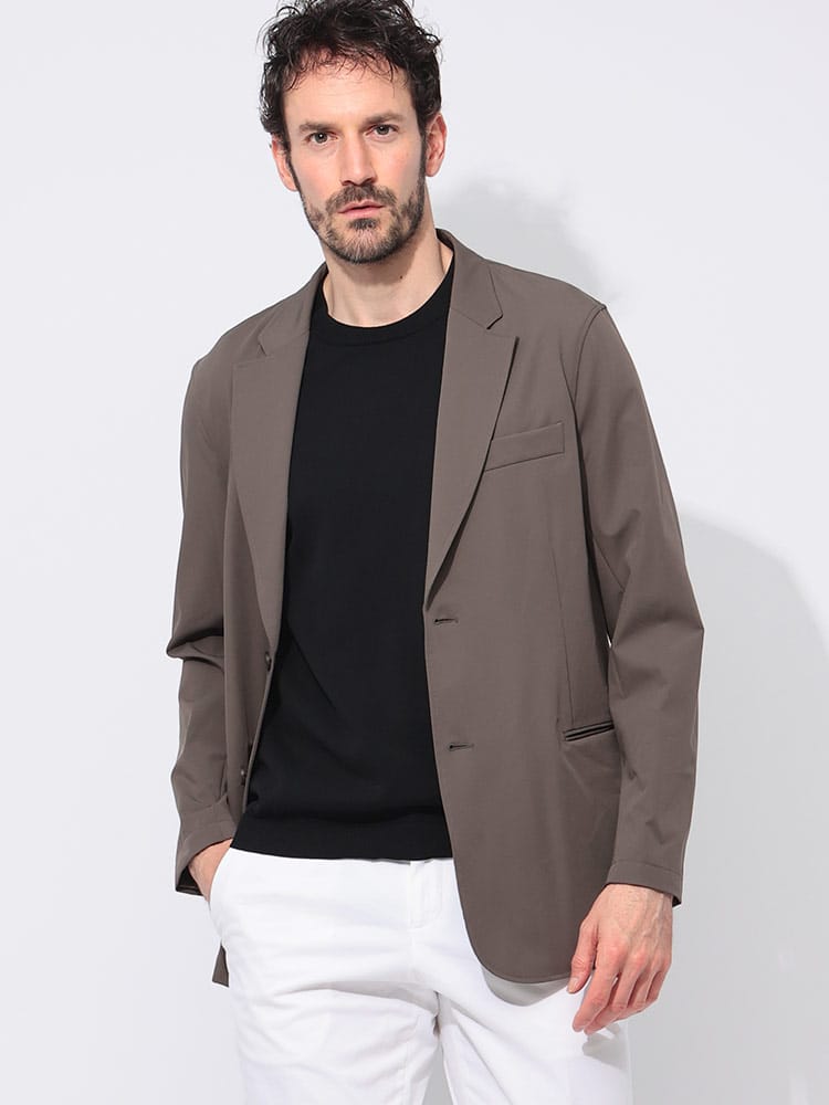 EMPORIO ARMANI (エンポリオアルマーニ) ストレッチ 無地 シングル ジャケット EA1012AF10047 メンズ