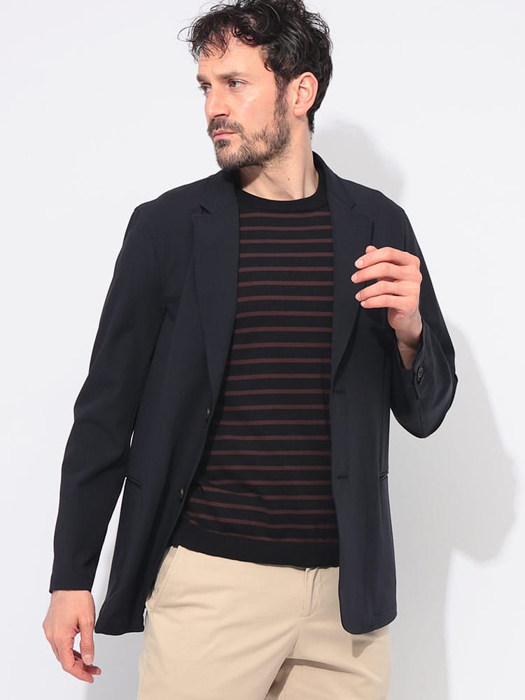 EMPORIO ARMANI (エンポリオアルマーニ) ストレッチ 無地 シングル ジャケット EA1012AF10047 メンズ