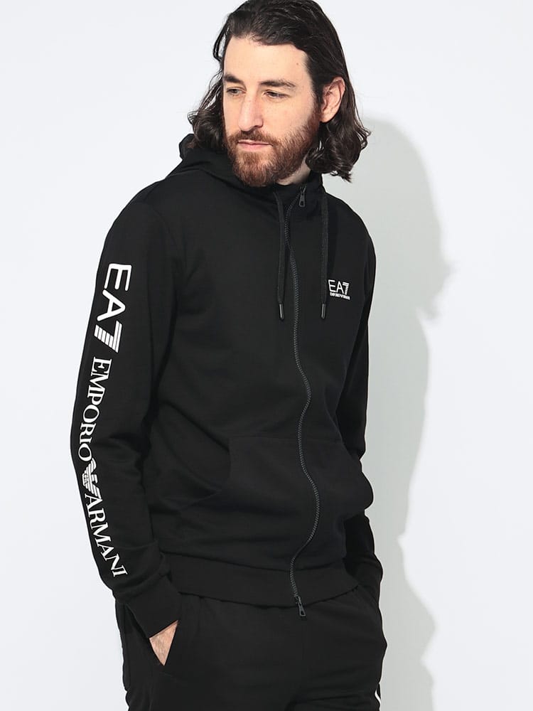 EMPORIO ARMANI (エンポリオアルマーニ) 袖ロゴプリント フルジップ 