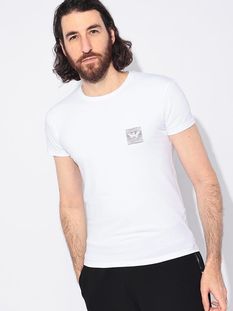 EMPORIO ARMANI (エンポリオアルマーニ) レインボーロゴ クルーネック 半袖 Tシャツ メンズ