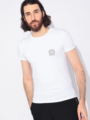 EMPORIO ARMANI (エンポリオアルマーニ) レインボーロゴ クルーネック 半袖 Tシャツ メンズ