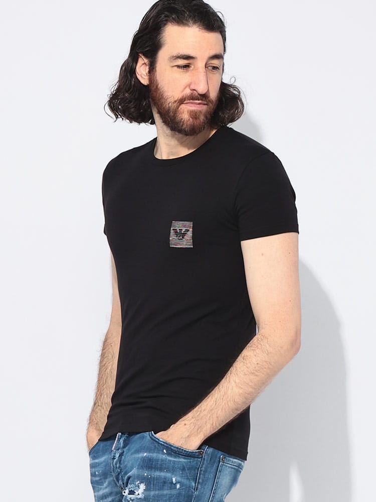 EMPORIO ARMANI (エンポリオアルマーニ) レインボーロゴ クルーネック 半袖 Tシャツ メンズ