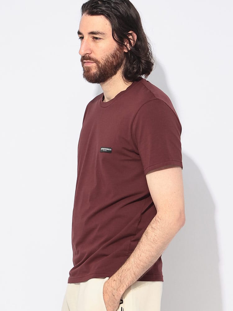 EMPORIO ARMANI (エンポリオアルマーニ) ラベルロゴ クルーネック 半袖 Tシャツ メンズ