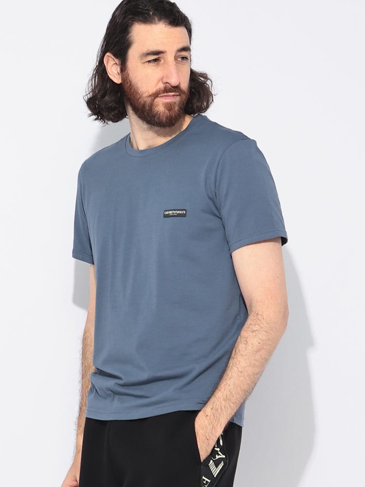 EMPORIO ARMANI (エンポリオアルマーニ) ラベルロゴ クルーネック 半袖 Tシャツ メンズ