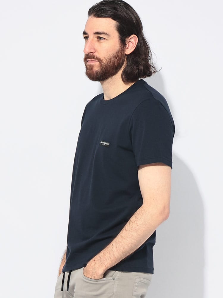 EMPORIO ARMANI (エンポリオアルマーニ) ラベルロゴ クルーネック 半袖 Tシャツ メンズ