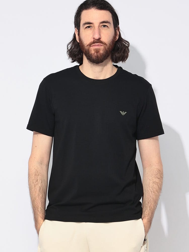 EMPORIO ARMANI (エンポリオアルマーニ) 胸ロゴ クルーネック 半袖 Tシャツ メンズ