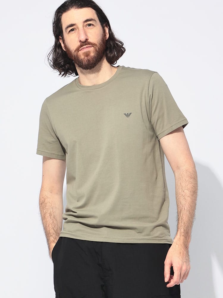 EMPORIO ARMANI (エンポリオアルマーニ) 胸ロゴ クルーネック 半袖 Tシャツ メンズ
