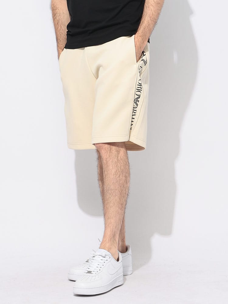 EMPORIO ARMANI (エンポリオアルマーニ) サイドジップ ロゴプリント ショートパンツ メンズ