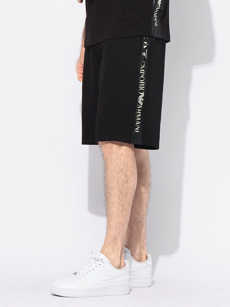 EMPORIO ARMANI (エンポリオアルマーニ) サイドジップ ロゴプリント ショートパンツ メンズ