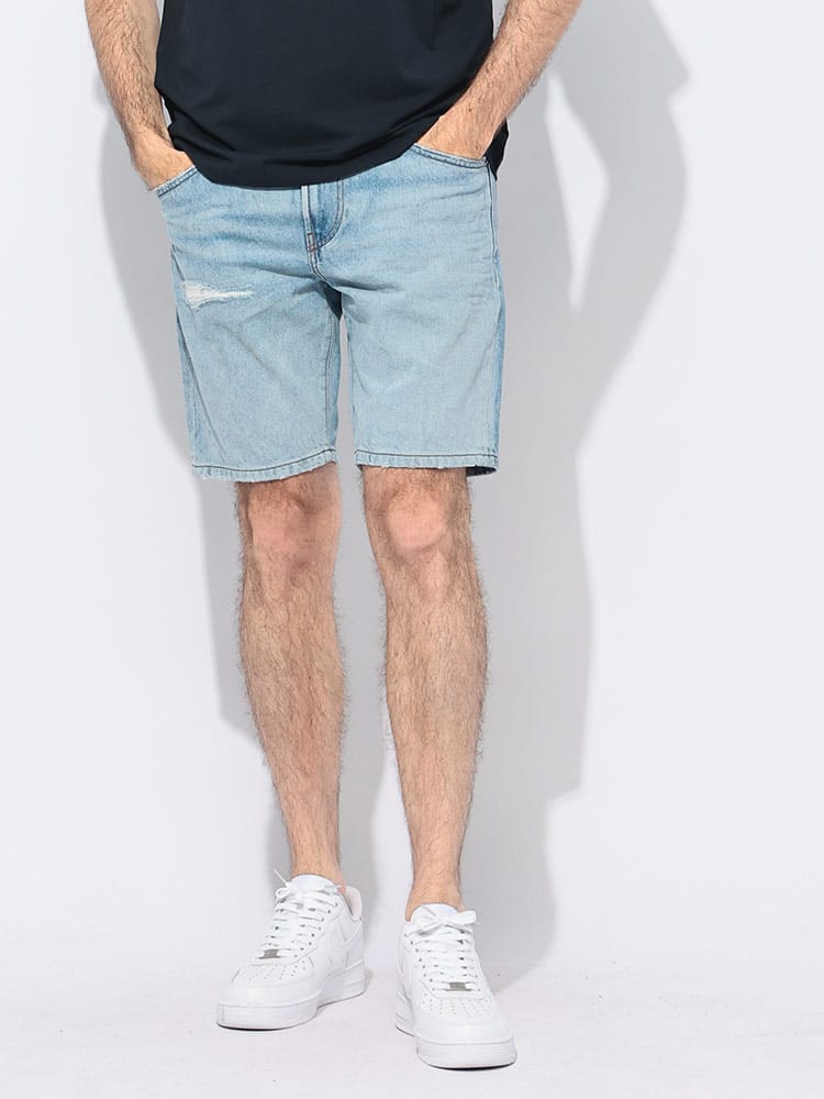 DIESEL (ディーゼル) ダメージ加工 ジップフライ デニム ショートパンツ D-FIN メンズ