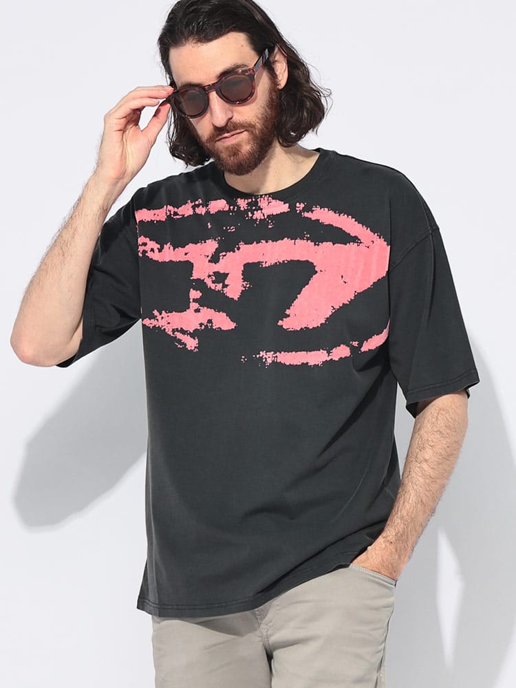 DIESEL (ディーゼル) ウォッシュオバールD クルーネック 半袖 Tシャツ メンズ