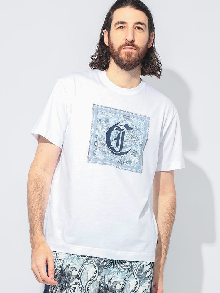 Just cavalli (ジャスト カヴァリ) フロントロゴ クルーネック 半袖 Tシャツ メンズ