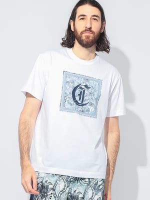 Just cavalli (ジャスト カヴァリ) フロントロゴ クルーネック 半袖 Tシャツ メンズ