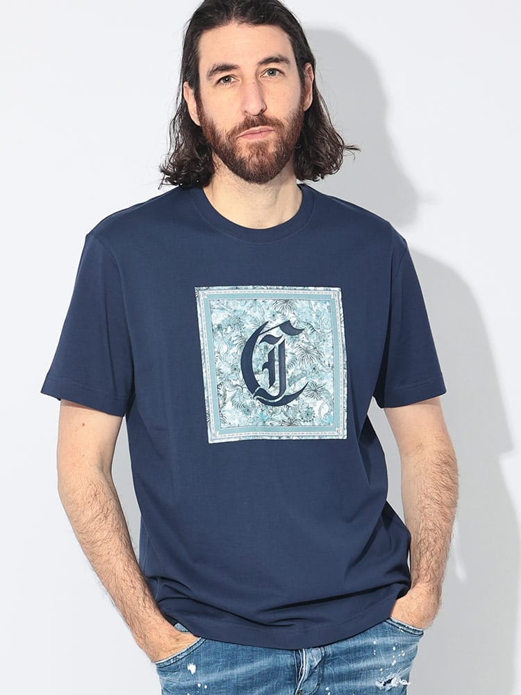 Just cavalli (ジャスト カヴァリ) フロントロゴ クルーネック 半袖 Tシャツ メンズ