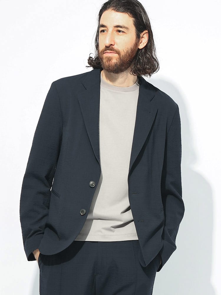 EMPORIO ARMANI (エンポリオアルマーニ) シアサッカー シングル ジャケット メンズ