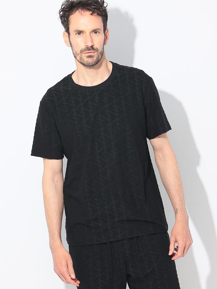 EMPORIO ARMANI (エンポリオアルマーニ) 総柄イーグル クルーネック 半袖 Tシャツ メンズ