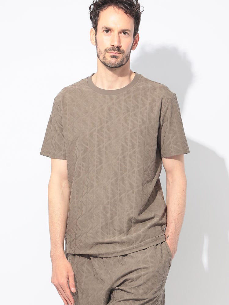 EMPORIO ARMANI (エンポリオアルマーニ) 総柄イーグル クルーネック 半袖 Tシャツ メンズ