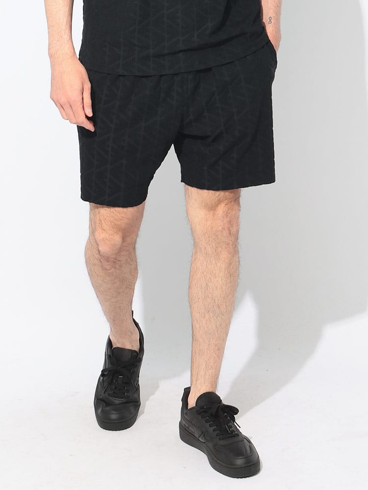 EMPORIO ARMANI (エンポリオアルマーニ) 総柄イーグル ウエストコード ショートパンツ メンズ