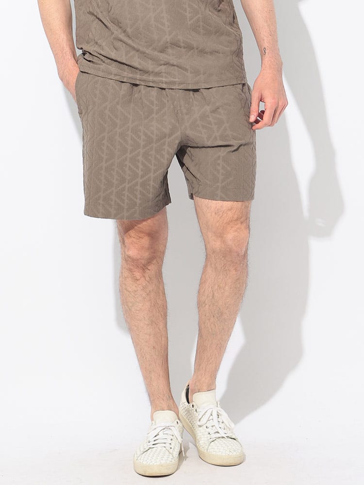 EMPORIO ARMANI (エンポリオアルマーニ) 総柄イーグル ウエストコード ショートパンツ メンズ