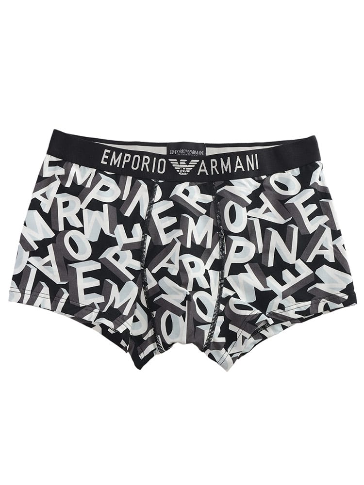 EMPORIO ARMANI (エンポリオアルマーニ) レタリングプリント 前閉じ ボクサーパンツ メンズ