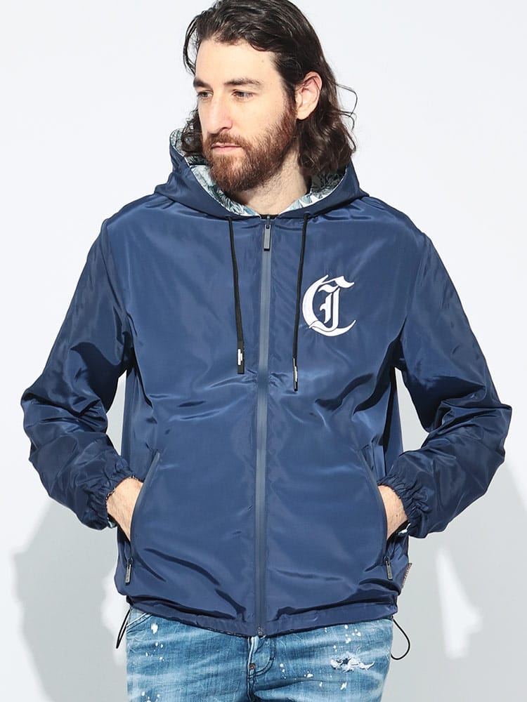 Just cavalli (ジャスト カヴァリ) リバーシブル 無地＆総柄 フルジップ ジャケット メンズ